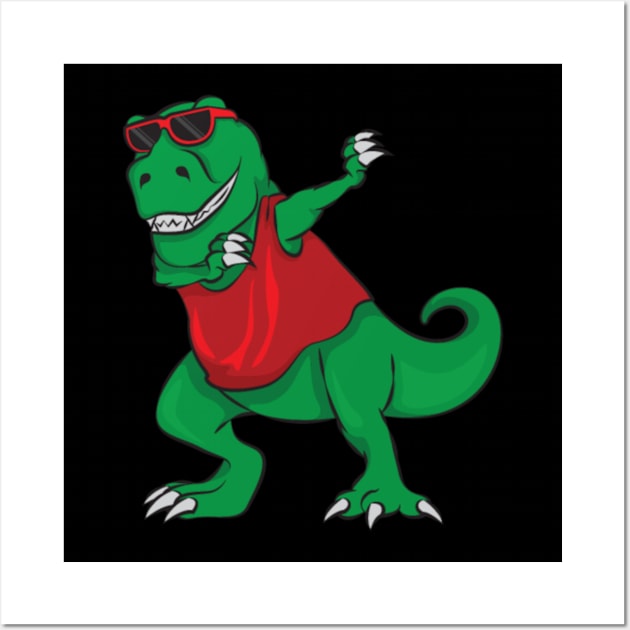 Cute Dabbing dinosaur t rex Shirt Funny dinosaur Wall Art by Nulian Sanchez